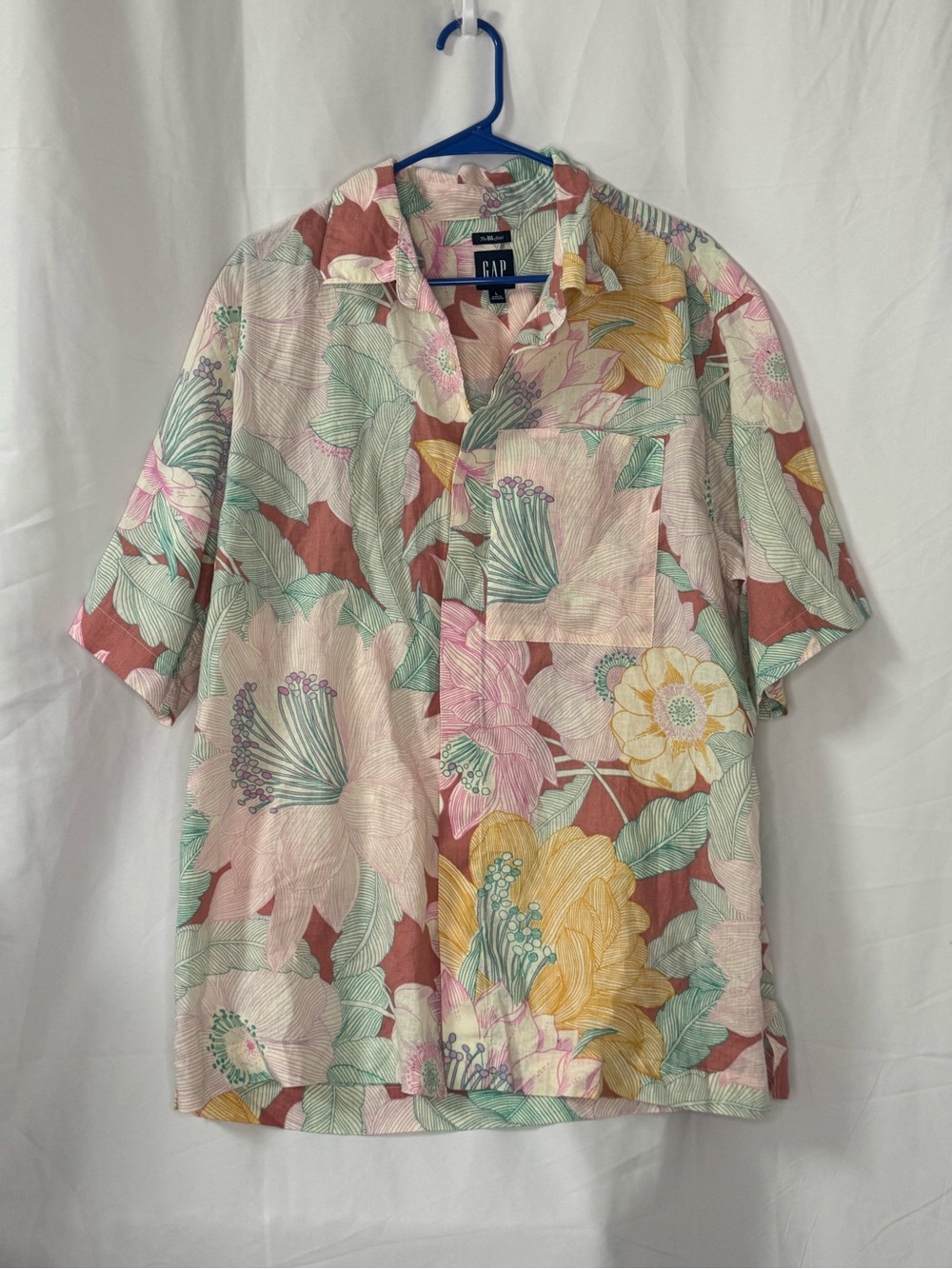 GAP Short-Sleeve Floral Camp Shirt - Pink, Mint & Yellow